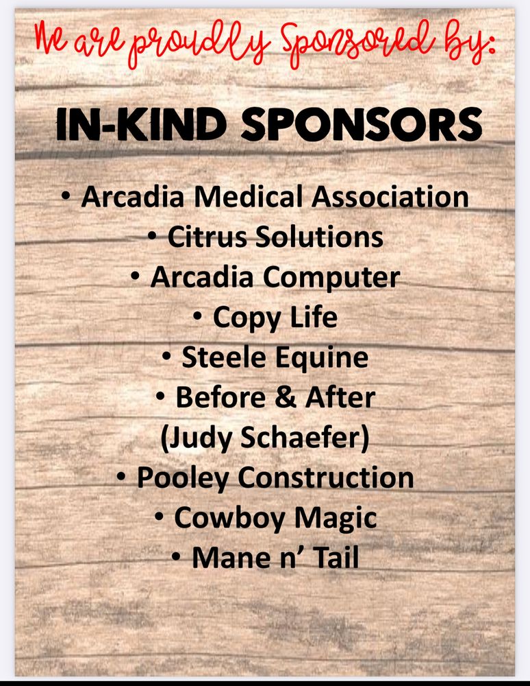 Arcadia Youth Rodeo Association Sponsors